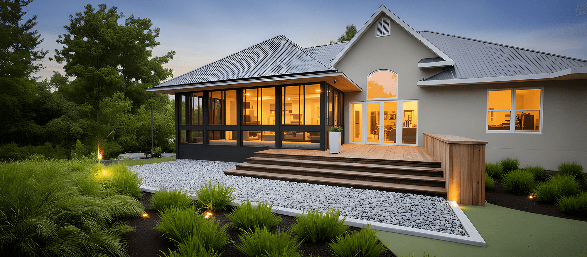 Home Addition Architecture by ZLF Design. This sleek modern addition enhances the home with clean lines, expansive windows, and seamless indoor-outdoor flow.